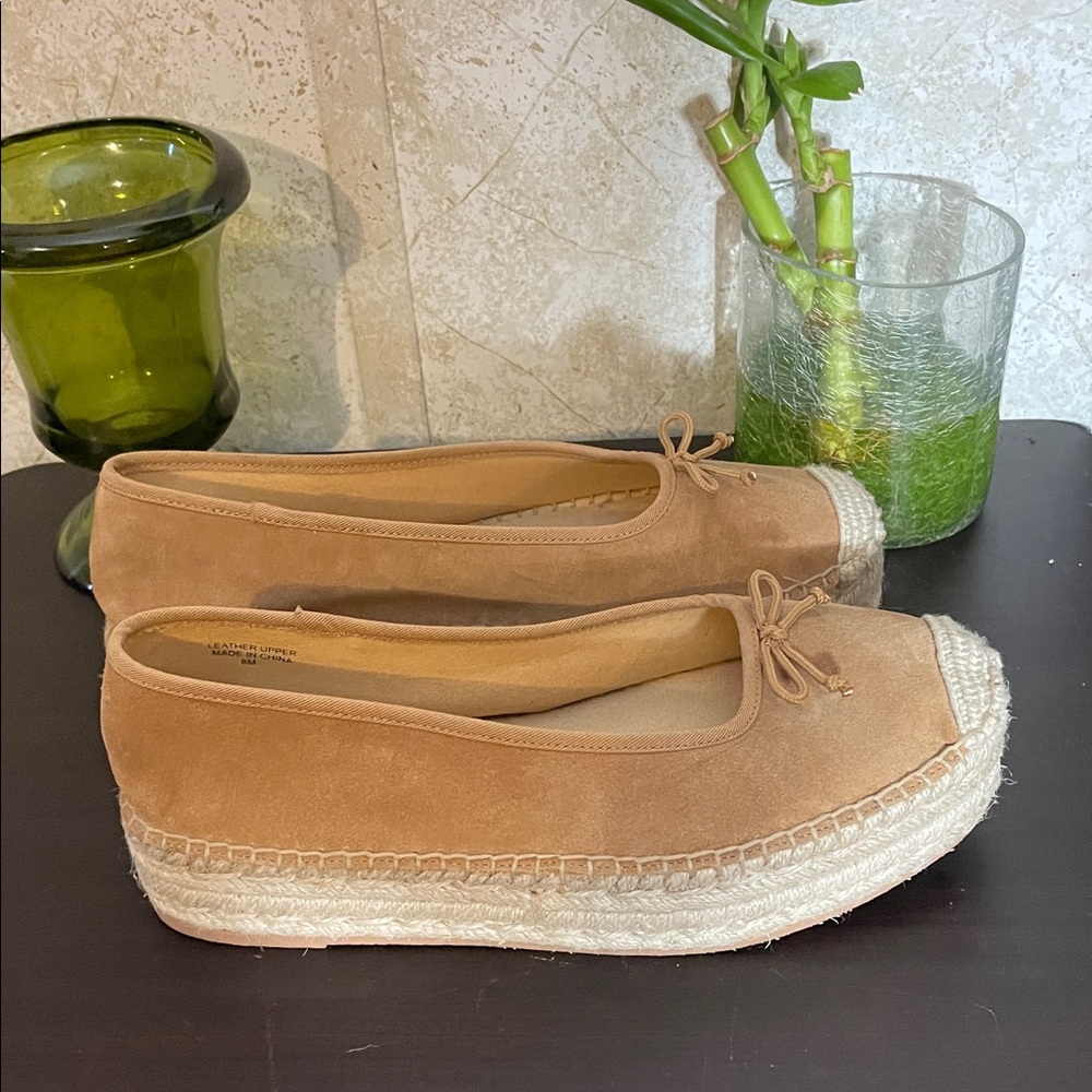 Talbots Quinn Tan Suede Espadrille Platform size 8M